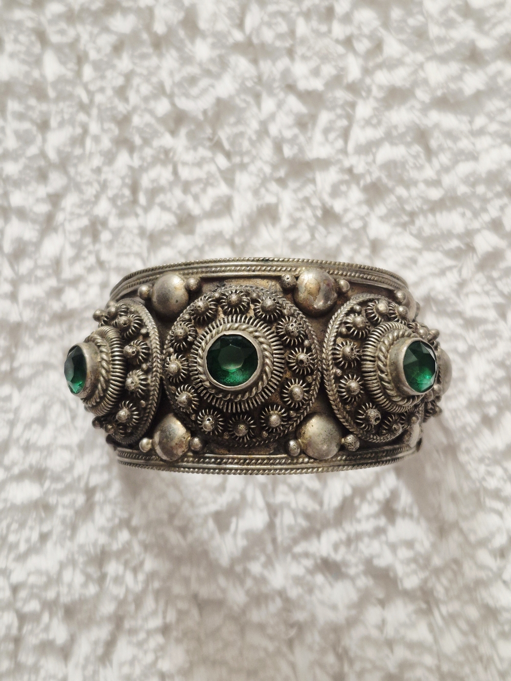 Vintage Siam Sterling Silver Filigree Cuff Bracelet
